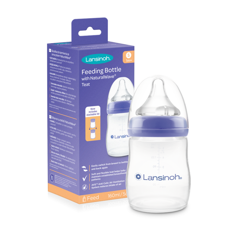 Lansinoh, Natural Wave, butelka ze smoczkiem, rozmiar S, 160 ml