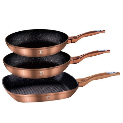 Berlinger Haus, Rose Gold Line, patelnie granitowe, zestaw, 3 szt.