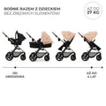 Kinderkraft, Moov 2, wózek wielofunkcyjny, 3w1, Sand Beige