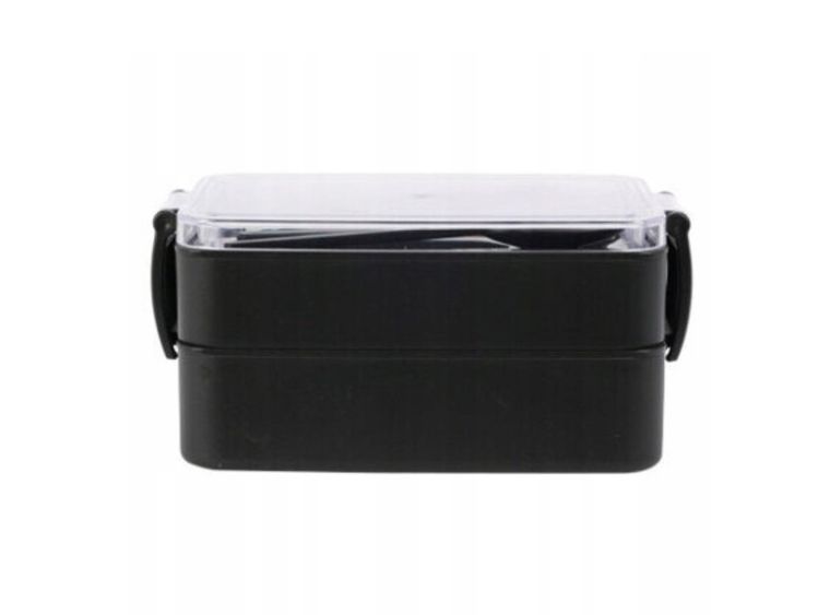Excellent Houseware, lunchbox, dwukomorowy, antracytowy, 18x10x8,5 cm