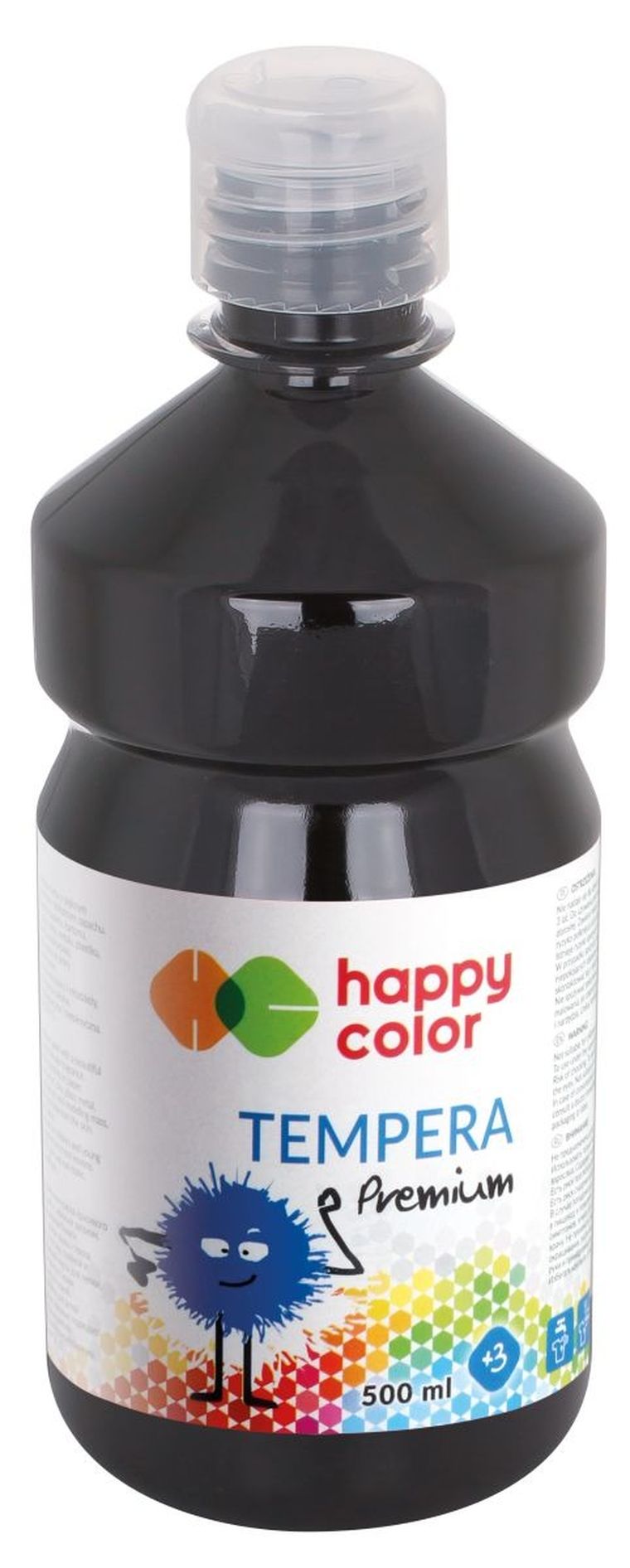 Happy Color, farba tempera, premium, czarny, 500 ml