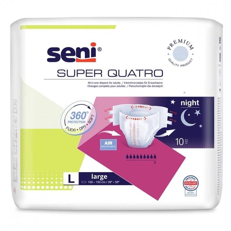 Seni, super quatro large, pieluchy, 10 szt.