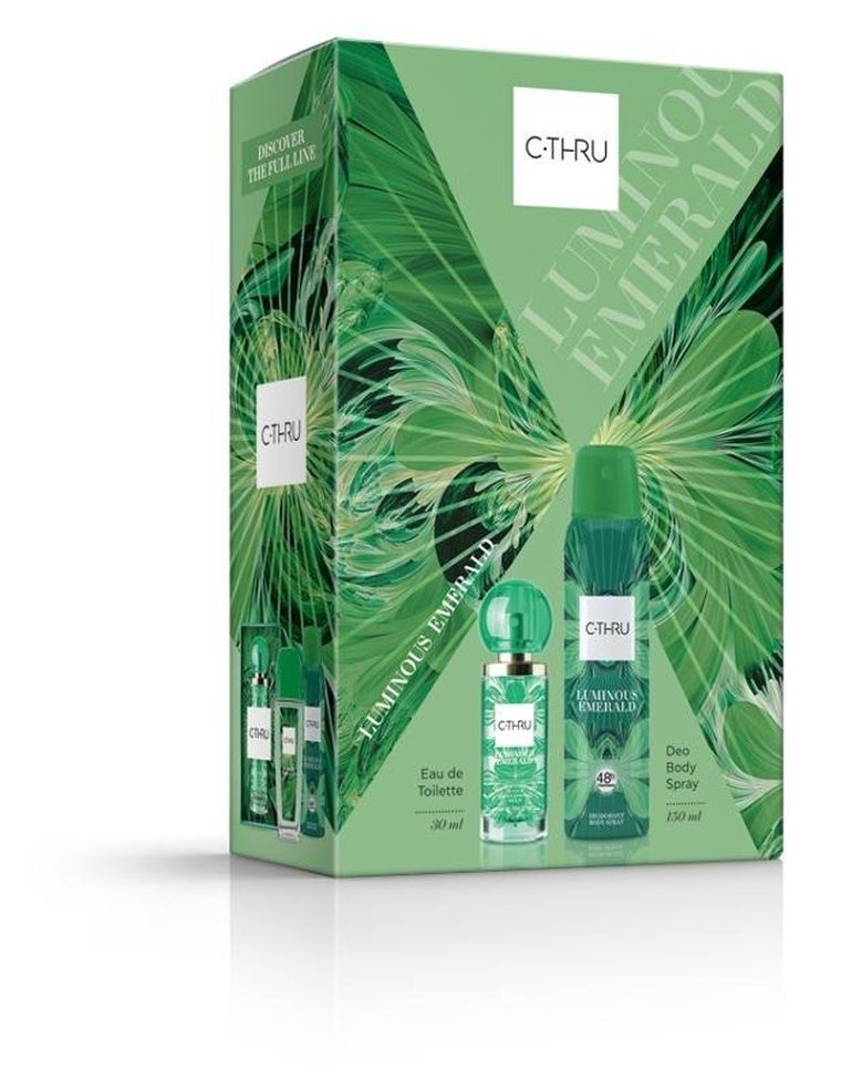C-Thru, zestaw prezentowy Luminous Emerald:  woda toaletowa, 30 ml + dezodorant spray, 150 ml