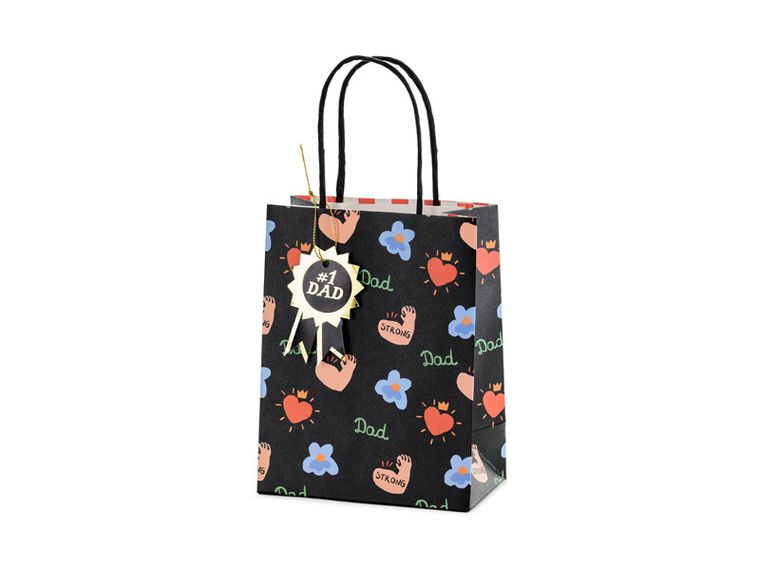 PartyDeco, torebka na prezenty #1 Dad, mix, 8x14x18 cm, 1 szt.