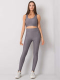 Komplet damski, Top, Legginsy, czarny, Rue Paris