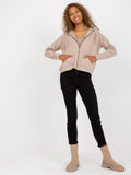 Bluza damska z kapturem, rozpinana, szara, Basic Feel Good