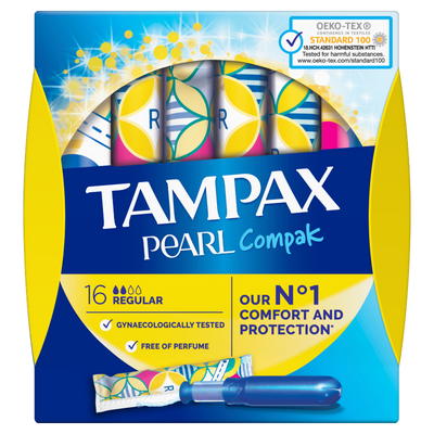 Tampax, Pearl Compak Regular, tampony z aplikatorem, 16 szt.
