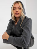 Bluza damska z kapturem, rozpinana, szara, Rue Paris