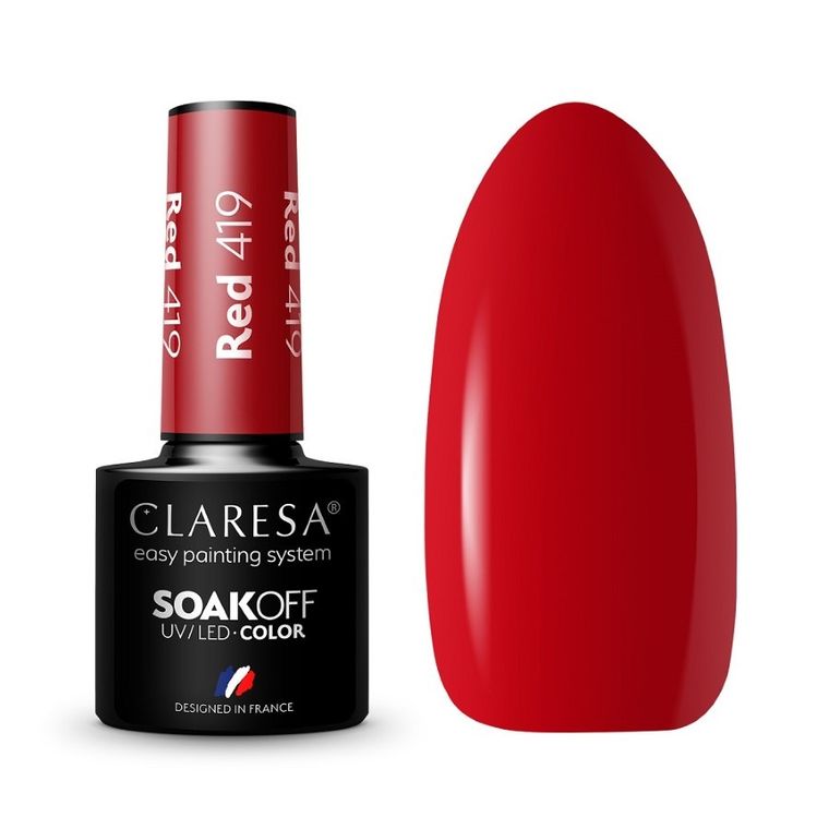 Claresa, Soak Off UV/LED Red, lakier hybrydowy, nr 419, 5g