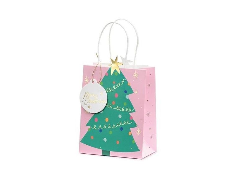 PartyDeco, torebka na prezenty Choinka, mix, 14x20.5x8 cm, 1 szt.