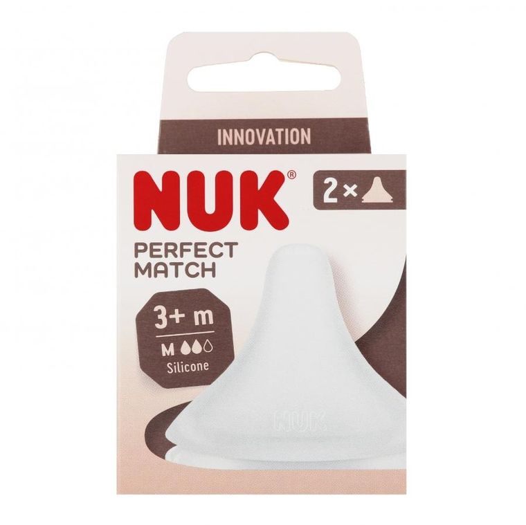 Nuk, Perfect Match, smoczek do butelki, silikonowy, rozmiar M, 2 szt.