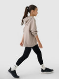 Bluza dziewczęca z kapturem, brązowa, 4F