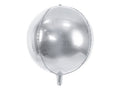 PartyDeco, balon foliowy, kula, 40 cm, srebrny