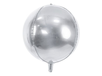 PartyDeco, balon foliowy, kula, 40 cm, srebrny