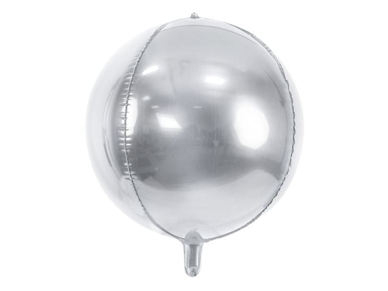 PartyDeco, balon foliowy, kula, 40 cm, srebrny