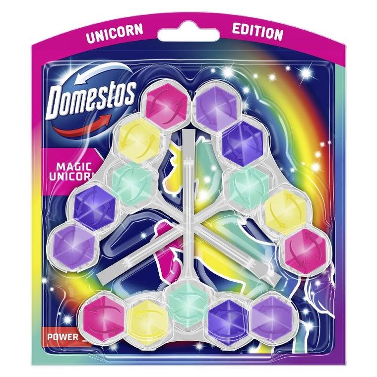 Domestos, Magic Unicorn Power 5, kostka do wc, 50g, 3 szt.
