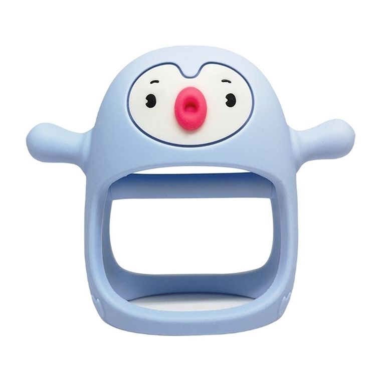 Smily Mia, gryzak silikonowy, pingwin, buddy, light blue