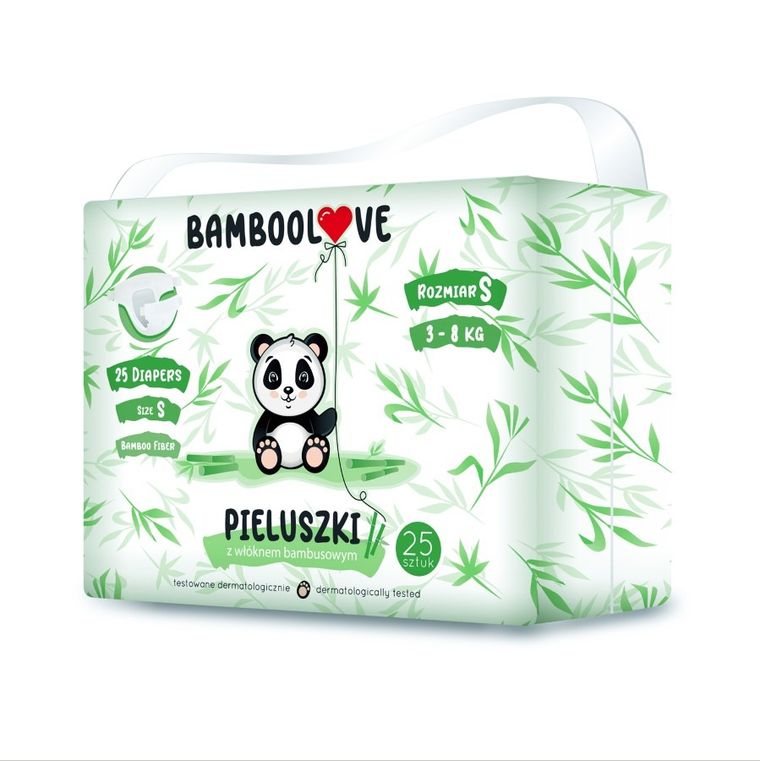 BambooLove, pieluszki bambusowe, jednorazowe, rozmiar S, 25 szt.