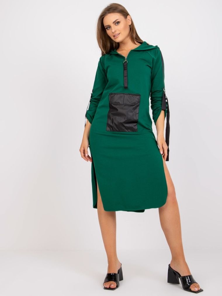 Bluza damska z kapturem, zielona, Ex Moda