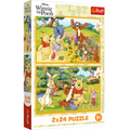 Trefl, Kubuś Puchatek, Dzień w ogrodzie, puzzle, 2x24 elementów