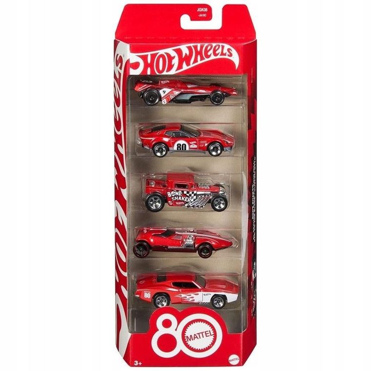Hot Wheels, 80-lecie, Samochodziki 5-pak, zestaw aut, skala 1: 64