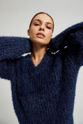 Sweter damski, granatowy, Moodo