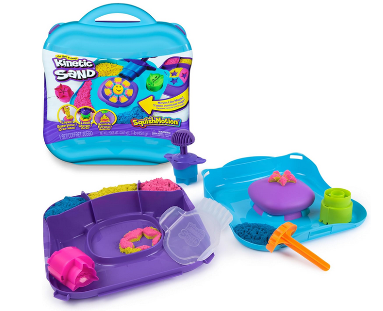 Kinetic Sand, SquishMotion! walizka z piaskiem kinetycznym i akcesoriami