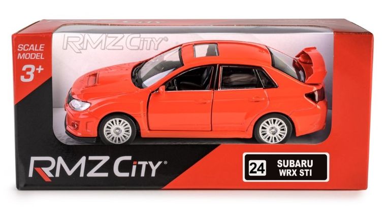 Daffi, RMZ City, Subaru WRX STI 2010, pojazd, model metalowy, czerwony, 1: 36