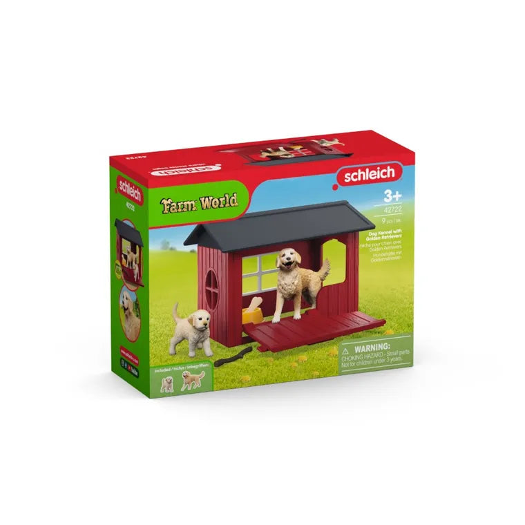 Schleich, Farm World, Buda dla psa z Golden Retrieverem, zestaw, 42722