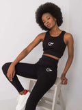Komplet damski, Top, Legginsy, czarny, Rue Paris