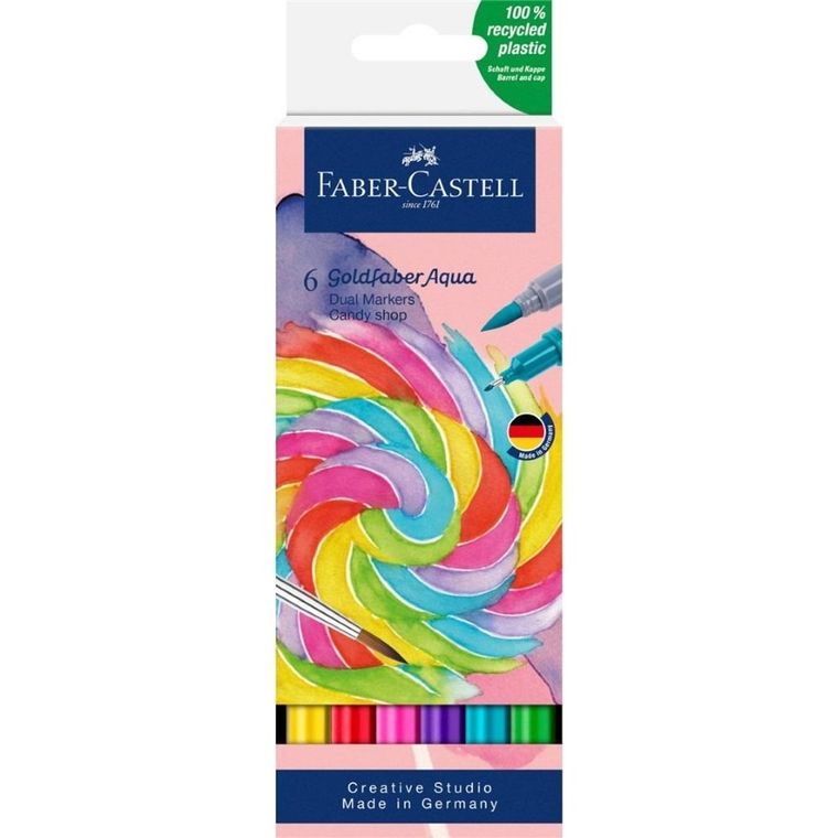 Faber-Castell, Goldfaber Aqua, pisak akwarelowy, Candy Shop, 6 szt.
