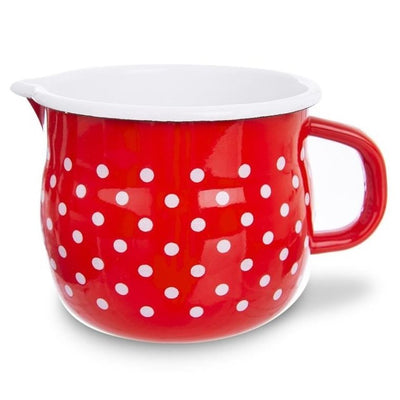 Orion, kubek emaliowany retro, czerwony w grochy, 1,9l