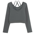 Cool Club, Komplet dziewczęcy, Bluzka z długim rękawem, crop top, Spódnica tenisowa z szortami, szary