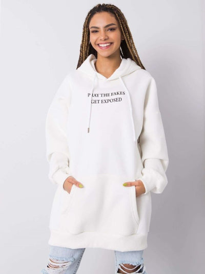 Bluza damska z kapturem, ecru, Rue Paris