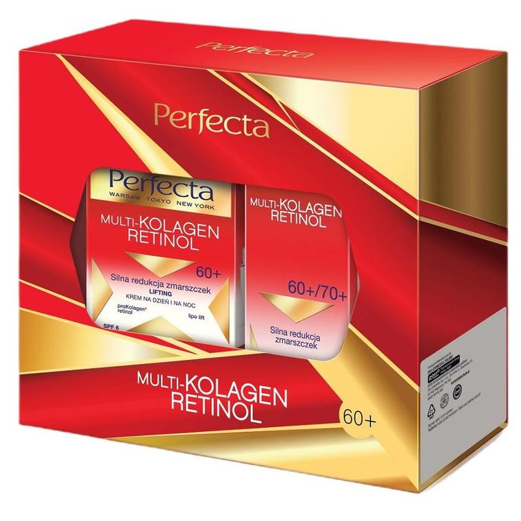 Perfecta, Multikolagen retinol 60+, zestaw:  krem do twarzy, 50 ml + krem pod oczy, 15 ml