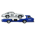 Hot Wheels, 50. rocznica, Mercedes-Benz 300 SL & '55 Mercedes-Benz Blaues Wunder, pojazdy transportowe Premium, skala 1: 64, HRV48