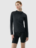 Bluza damska z kapturem, rozpinana, czarna, 4F