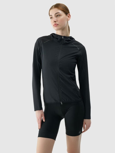 Bluza damska z kapturem, rozpinana, czarna, 4F