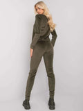 Dres damski, welurowy, khaki, Rue Paris