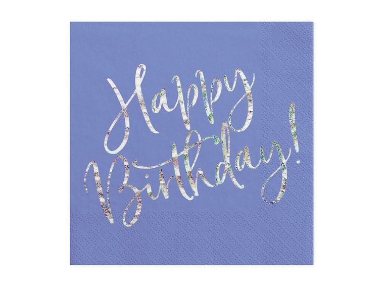 Partydeco, serwetki, Happy Birthday, granatowy, 33x33 cm