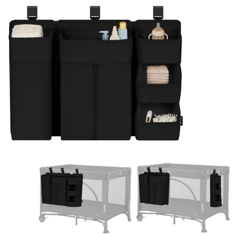 Lionelo, Sidepocket, organizer do łóżeczka, duży, black