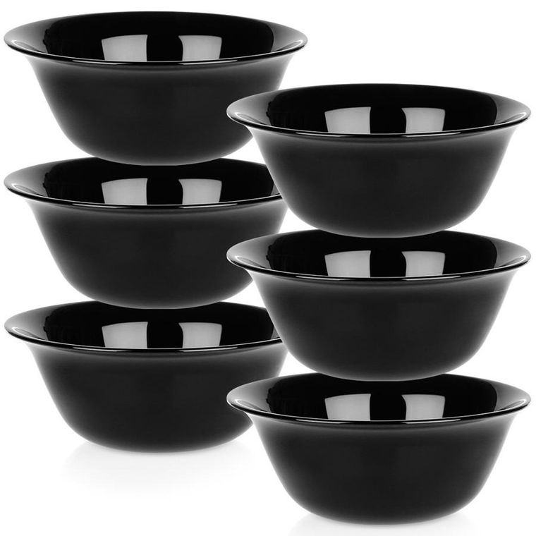 Vilde, miseczki szklane, czarne, 300 ml, 6 szt.