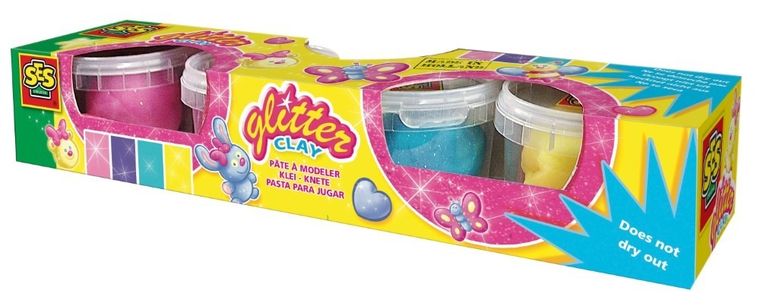 SES Creative, ciastolina z brokatem, 4x90g