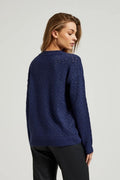 Sweter damski, granatowy, Moodo