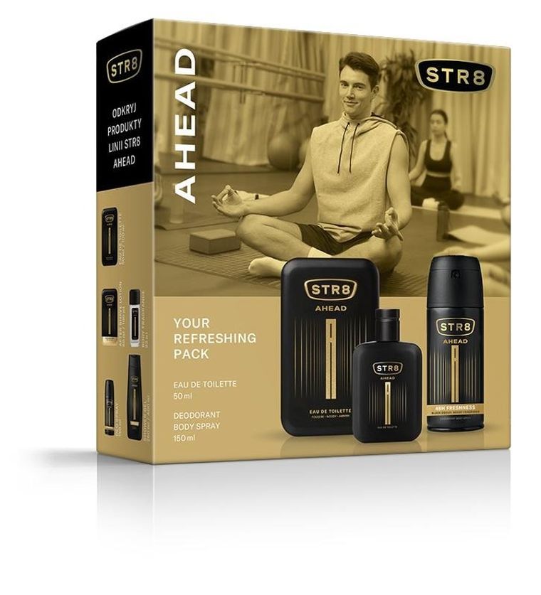 STR8, zestaw prezentowy Ahead:  woda toaletowa, 50 ml + dezodorant, spray, 150 ml