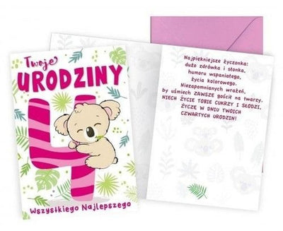 Kukartka, karnet, Urodziny 4, koala