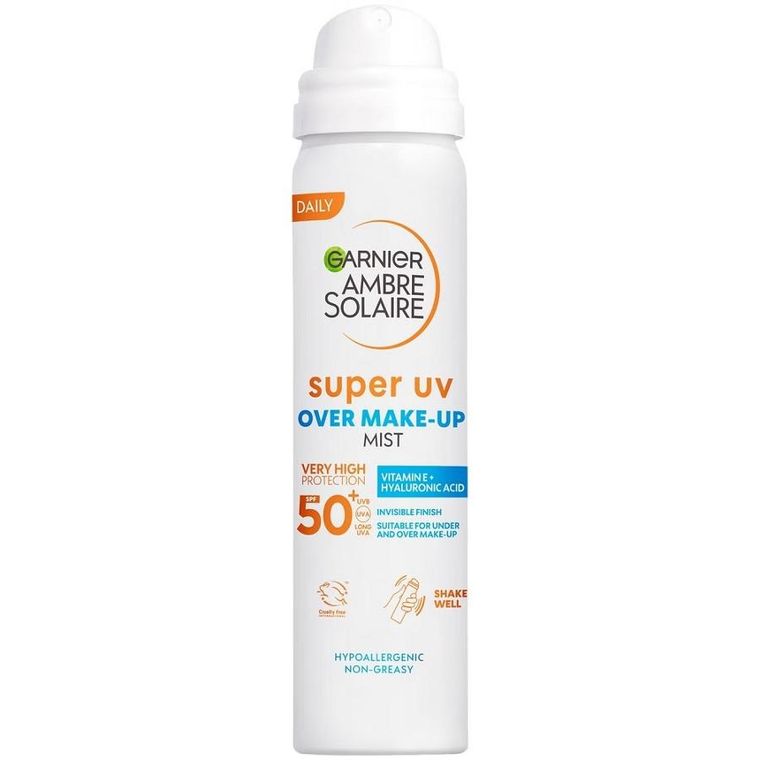 Garnier, Ambre Solaire Super UV, mgiełka ochronna do twarzy SPF50, 75 ml