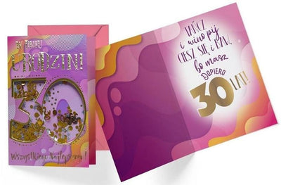 Kukartka, karnet B6, konfetti, Urodziny 30