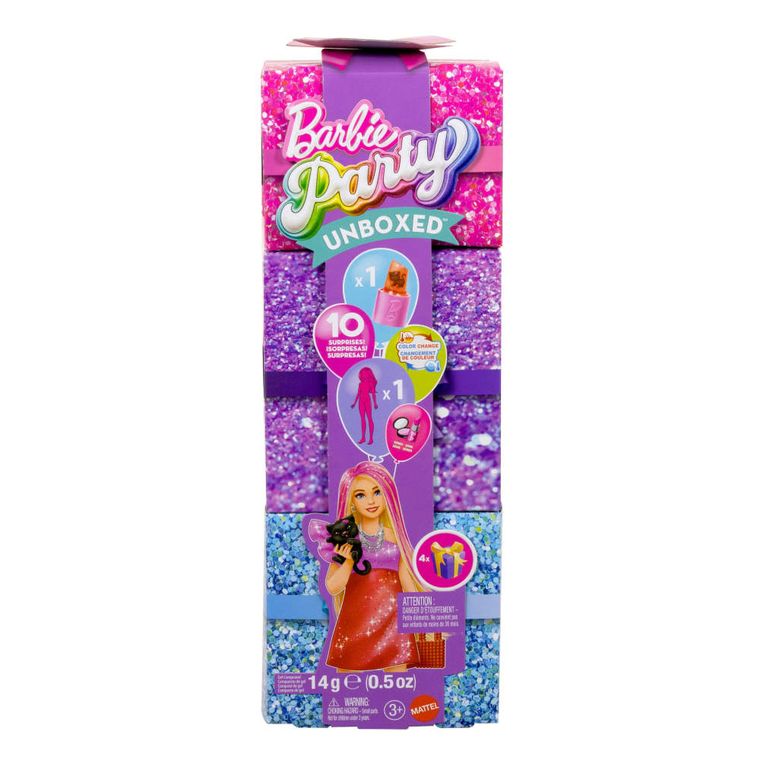 Barbie, Party Unboxed Glam Party, Stylowe przygotowania, lalka z niespodziankami, zestaw czerwony