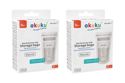 Akuku, sterylne woreczki do pokarmu, 2-pack, 2x30 szt.